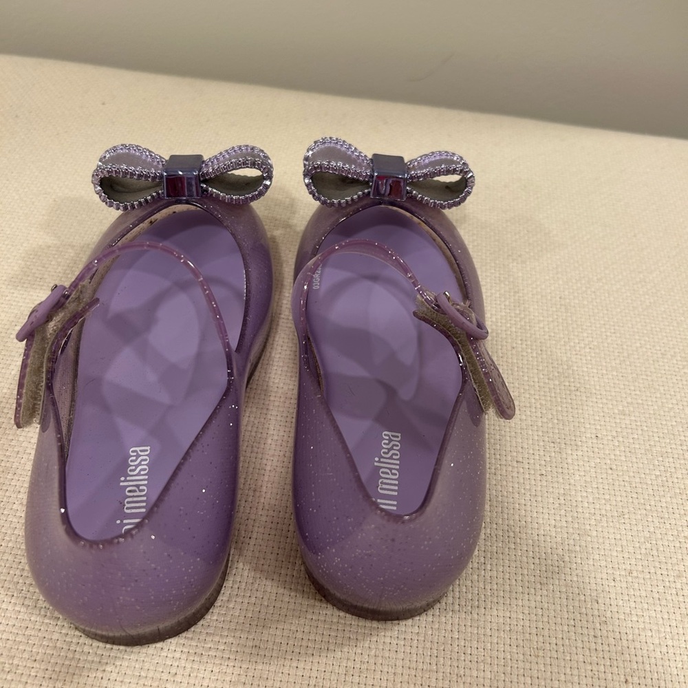 Melissa Kids Lavender Glitter Bow Shoes